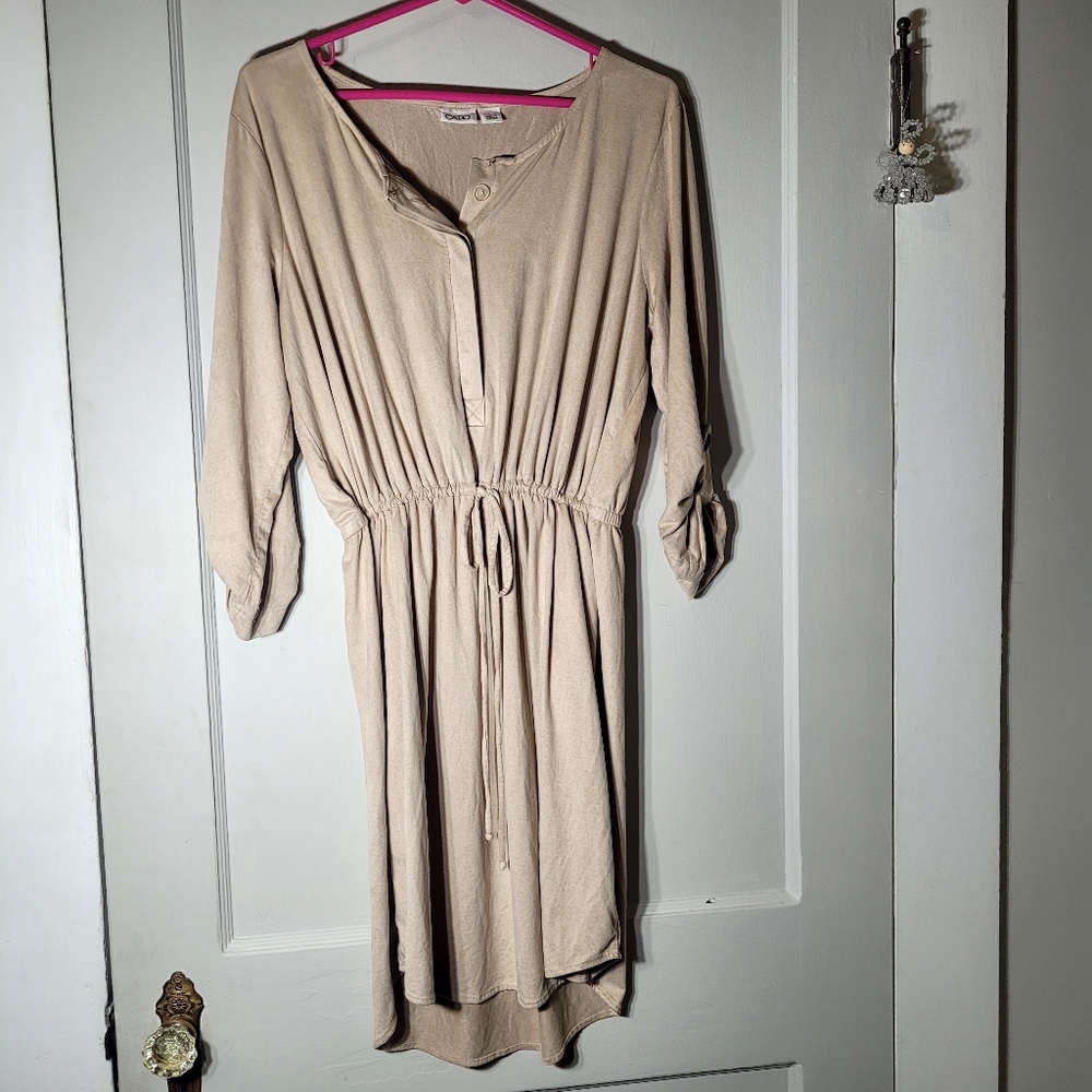 Light Tan With Draw String Waist Mini Dress, Size L